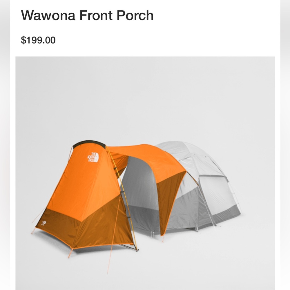 The North Face Wawona tent FRONT PORCH Car Camping Travel Beach Vestibule Orange